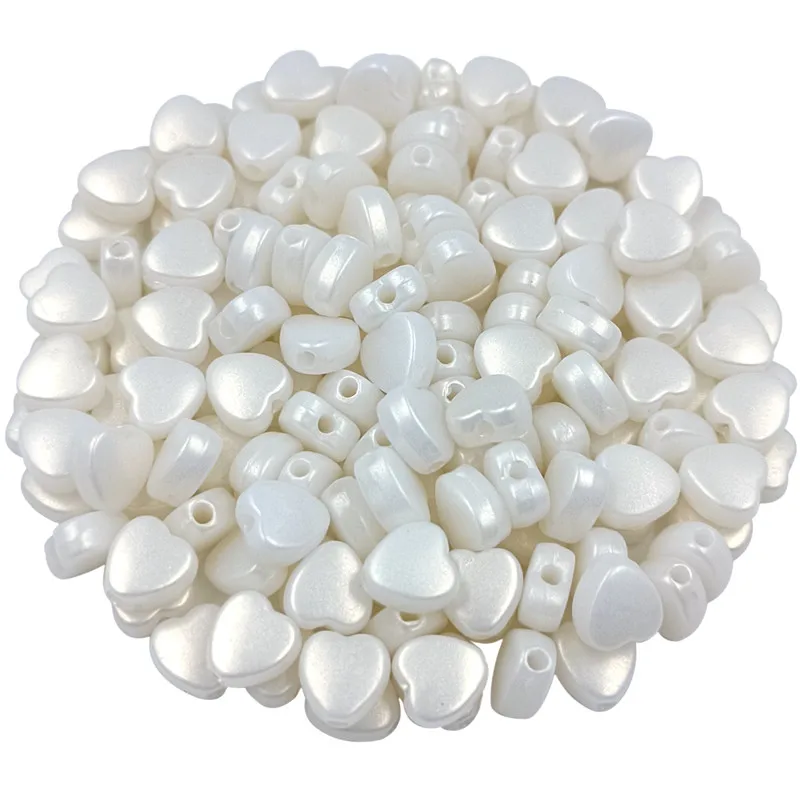 10/50Pcs DIY For Heart Loose Beads Macaron Jewelry Making Wholesale Necklace Accessories Bracelet Pendant Pearlescent
