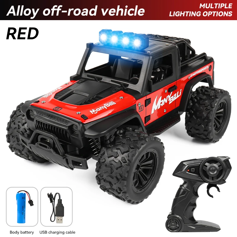 1:16 Hoge snelheid off-road legering RC auto's Politie Truck Jeep met muziekgeluid en LED-verlichting 2.4G Afstandsbediening Auto's Buitenspeelgoed