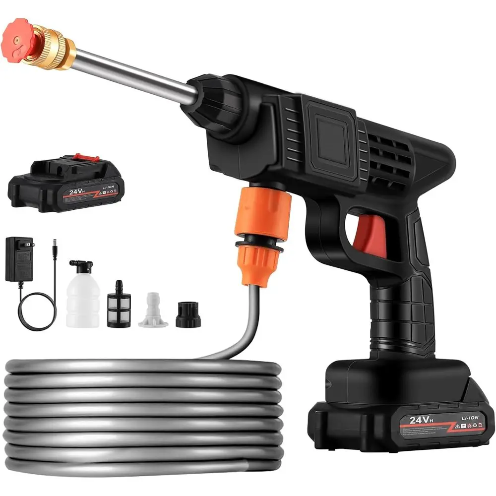 

Handheld Power Washer with 2 Batteries (6.0Ah), Portable Pressure Washer with 16.5ft Hose, Battery Operated Power Washer for Car