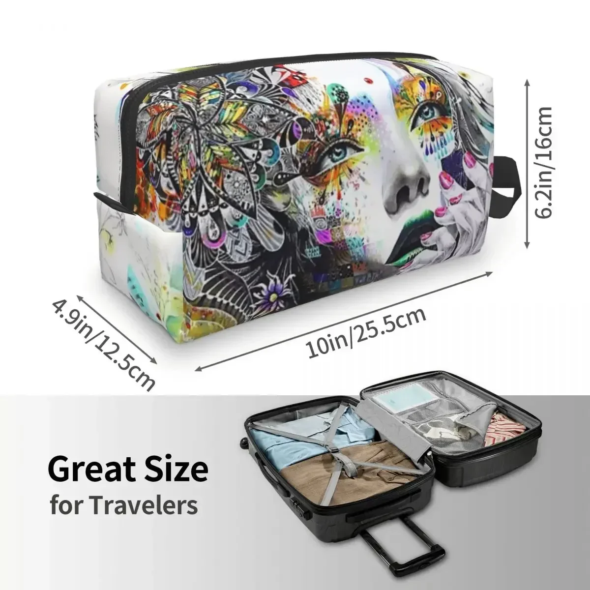 Princess Graffiti Oil Painting Travel Cosmetic Bag Makeup Toiletry Organizer Ladies Beauty Storage Dopp Kit