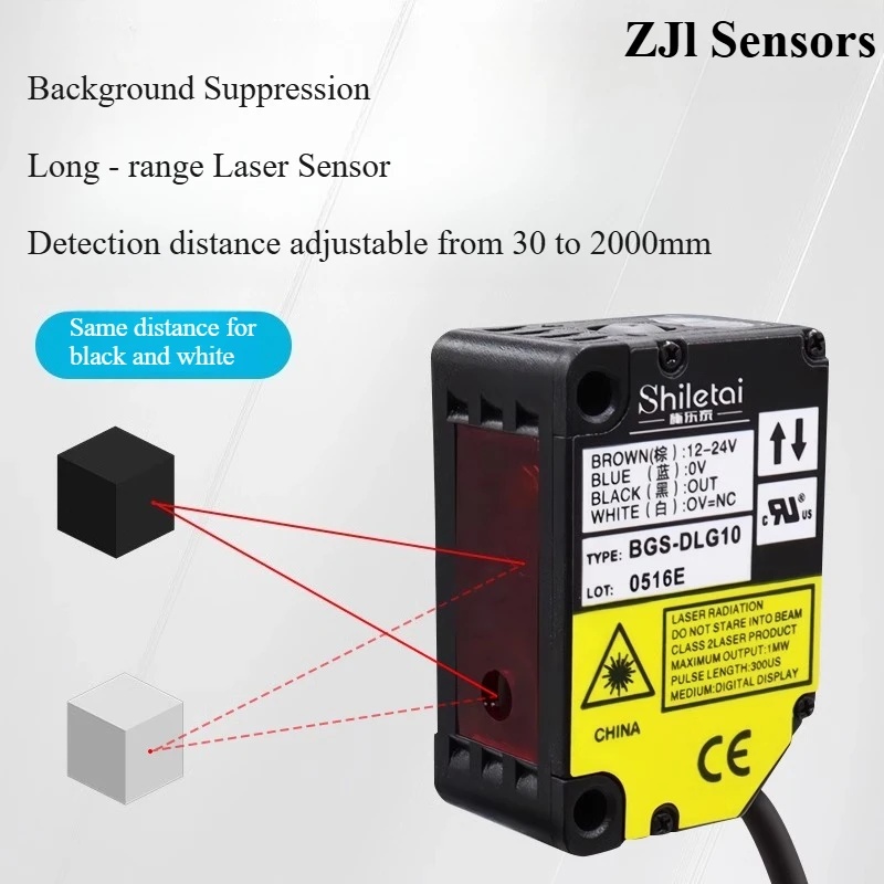 

BGS-DG10 Square Laser Photoelectric Switch Diffuse Reflection Long-distance Tunable Laser Red Light Background Suppression