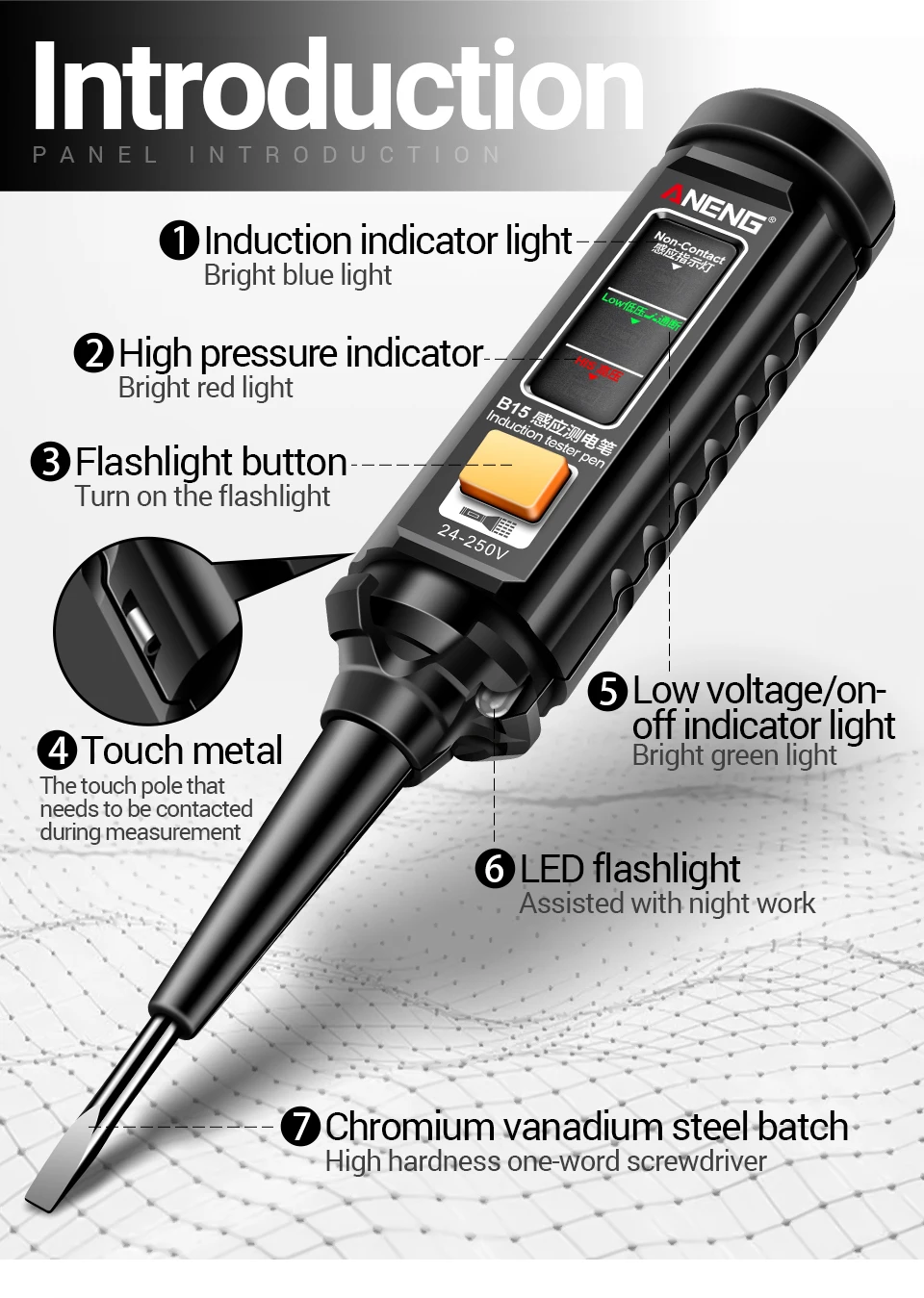 ANENG ST180 + B15 Zangenmessgerät, Tester, Stiftanzug, 4000 Zählungen, Multimeter, 30–1000 V, Spannungsdetektor, Messgerät, Diagnose-Haltepunkt-Finder – Detail 26