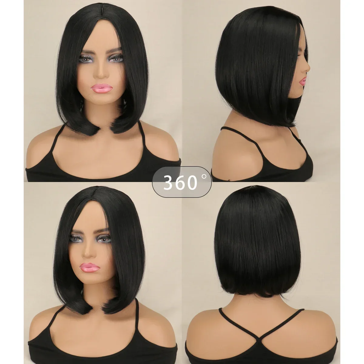 

Short Straight Bob Wigs Synthetic Middle Part mix Highlight Wigs for Women Natrual Brown Brown Wine Red Daliy Party Cosplay Used