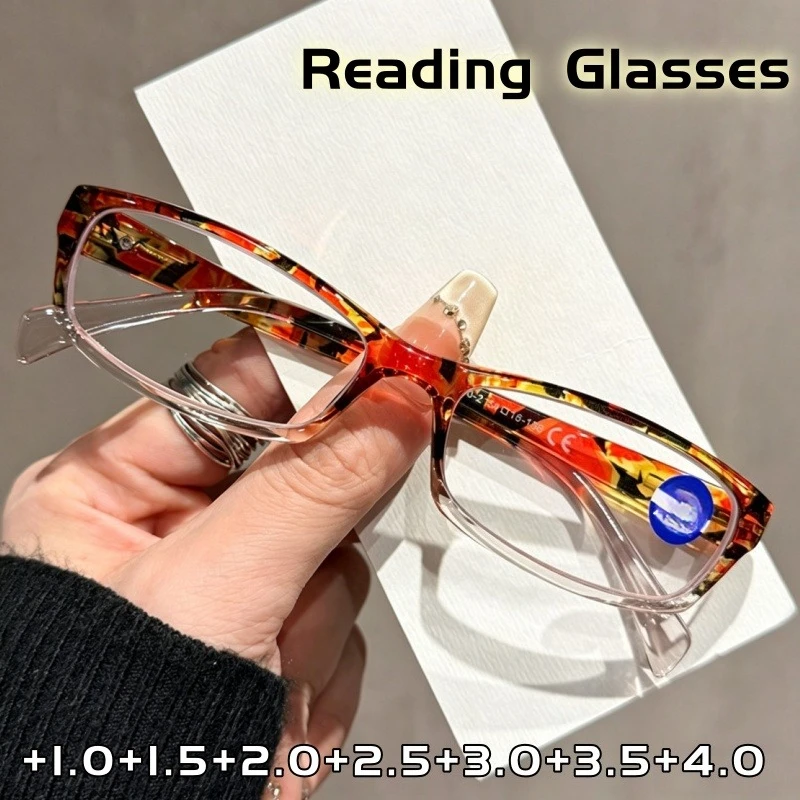

Women's Fashionable Anti-blue-light Reading Glasses for Women and Men Floral-print Small Square Frame Eyeglasses +1.0 TO +4.0