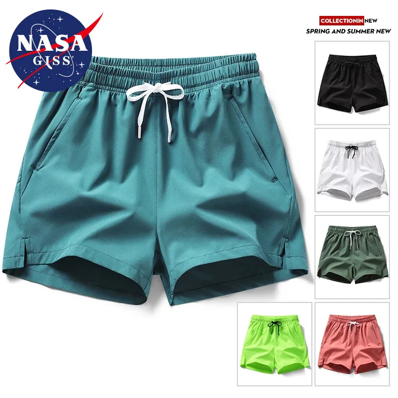 NASA GISS summer hot selling sports shorts, running pants, three piece pants, men\'s and women\'s zippered pockets, couple\'s short