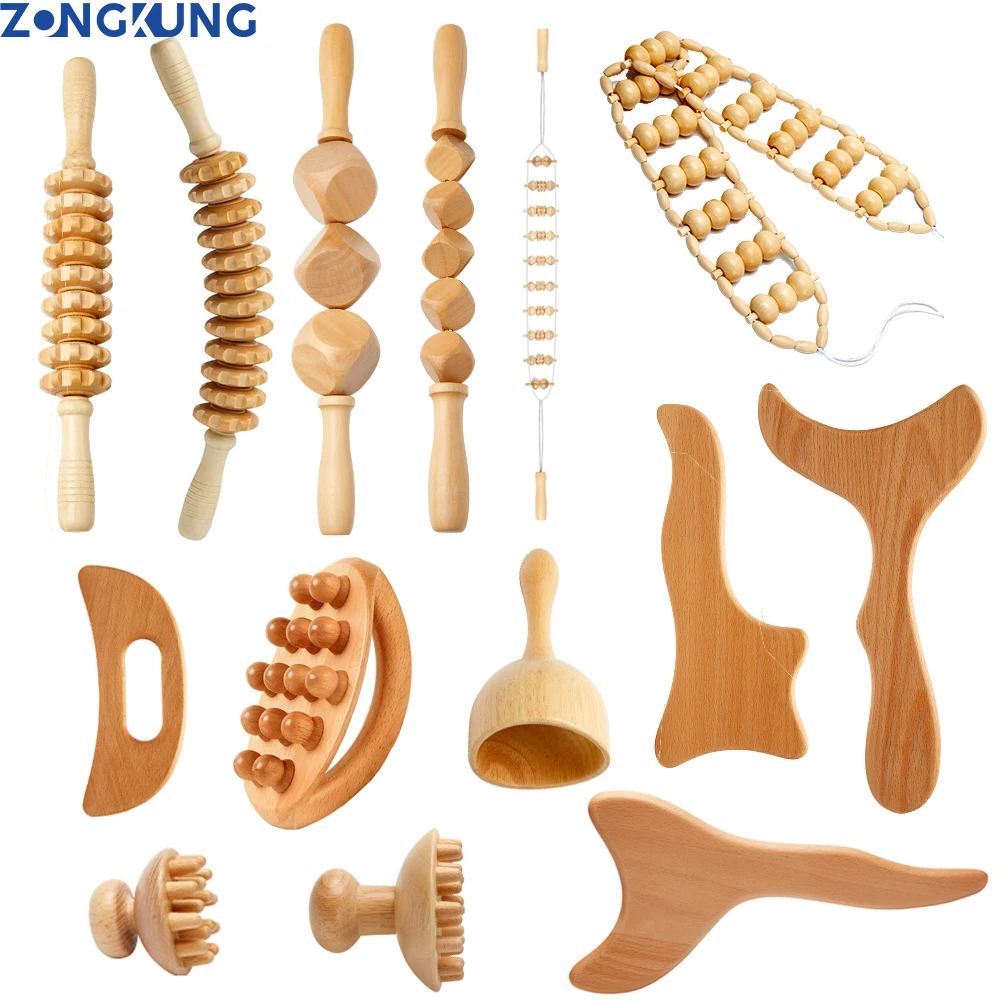 

ZONGKUNG Wood Therapy Massager Anti-Cellulite Gua Sha Tool Deep Tissue Relax Massager for Body Face Lifting Maderoterapia Roller