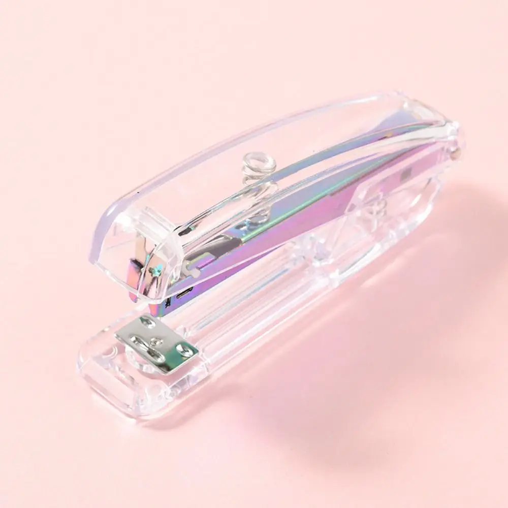 

Durable Manual Transparent Stapler Rose Gold Transparent Paper Stapler Bookbinding Tool Portable Book Binding Machines Student