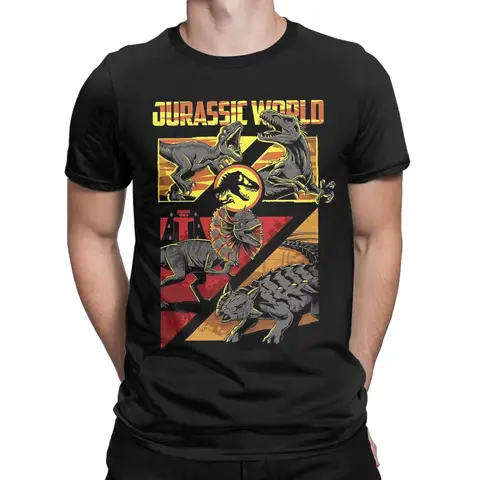 Jurassic World Cartoon Dinosaur T Shirt Men Women Pure Cotton Funny T-Shirts Crewneck Tee Shirt Short Sleeve Tops Plus Size
