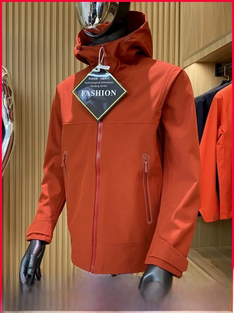

Premium Men's Outdoor Waterproof Soft ell Jaet Du Pattern All-Match Autumn Winter Coat with Hat Full-Taped Sealing