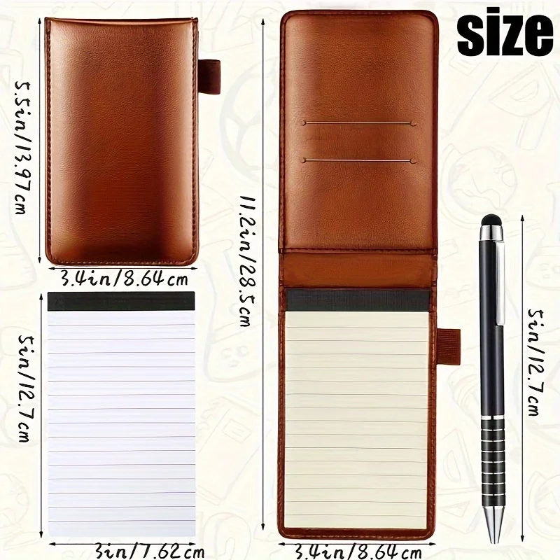 6-Pcs Mini Pocket Notepad Holder Set with 50 Lined Sheets, Metallic Pen, and 4-Piece 3 x 5-Inch Memo Book Refills