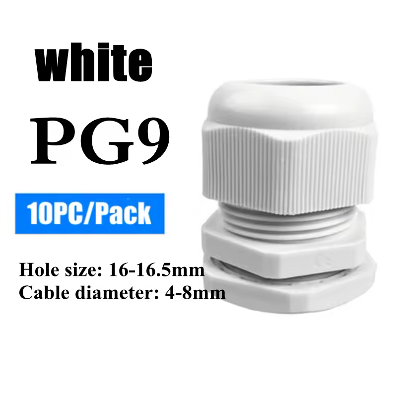 1/2/5/10pcs Waterproof Cable Gland Cable Entry IP68 PG7-PG36  White/Black Nylon Plastic Connector Joint - Image 9