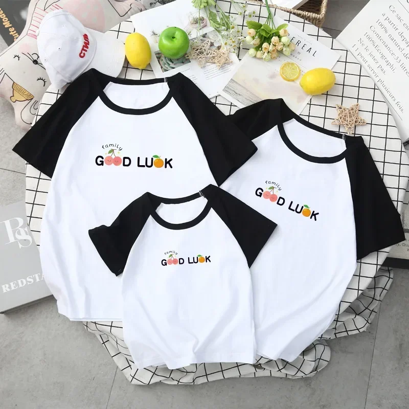 Family Look Cotton Clothes Mom Dad Tees Family Matching T-Shirts Mother Daughter Tops Father Son Shirt Baby Girls Boy Jumpsuits