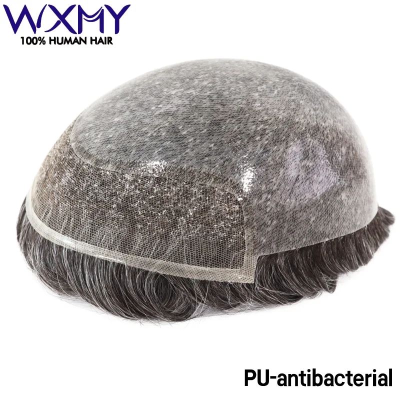 

Toupee Men Swiss Lace With Double Knots Pu Male Hair Prosthesis Bleached Knots Men's Wigs Capillary Systems Natural Human Hair