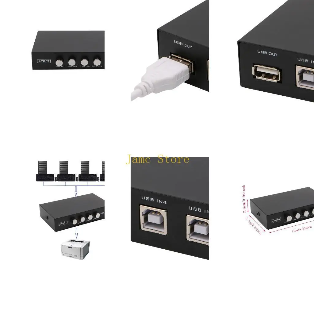 

LX0B USB 2.0 Printer Sharing Device Manual Sharing Switch Hub 4 in 1 Out Splitter