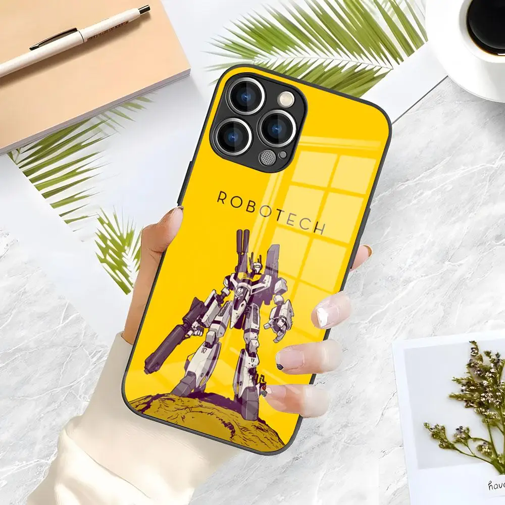 Funda de teléfono A-Anime R-Robotech para IPhone 17 Air 16 E Pro Max 15 14 13 Mini 12 Pro 11 Max Plus cubierta de cristal negro
