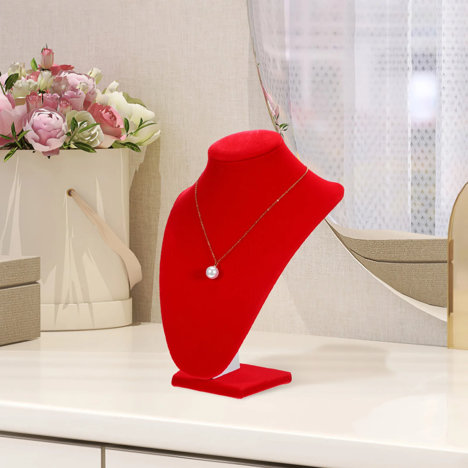 

Neck Necklace Stand 9.82X7.07X5.89 Inch Display Mannequin Elegant Jewelry Organizer For Pendant Chains Chokers - Jewelry