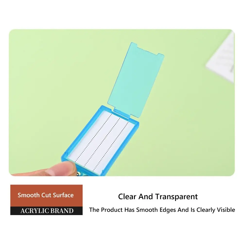 10 قطعة من علامات المفاتيح البلاستيكية مع حلقة مقسمة مع سلسلة مفاتيح بطاقة تسمية علامة تصنيف لوحة أرقام قابلة للتحديد منظمة المفاتيح