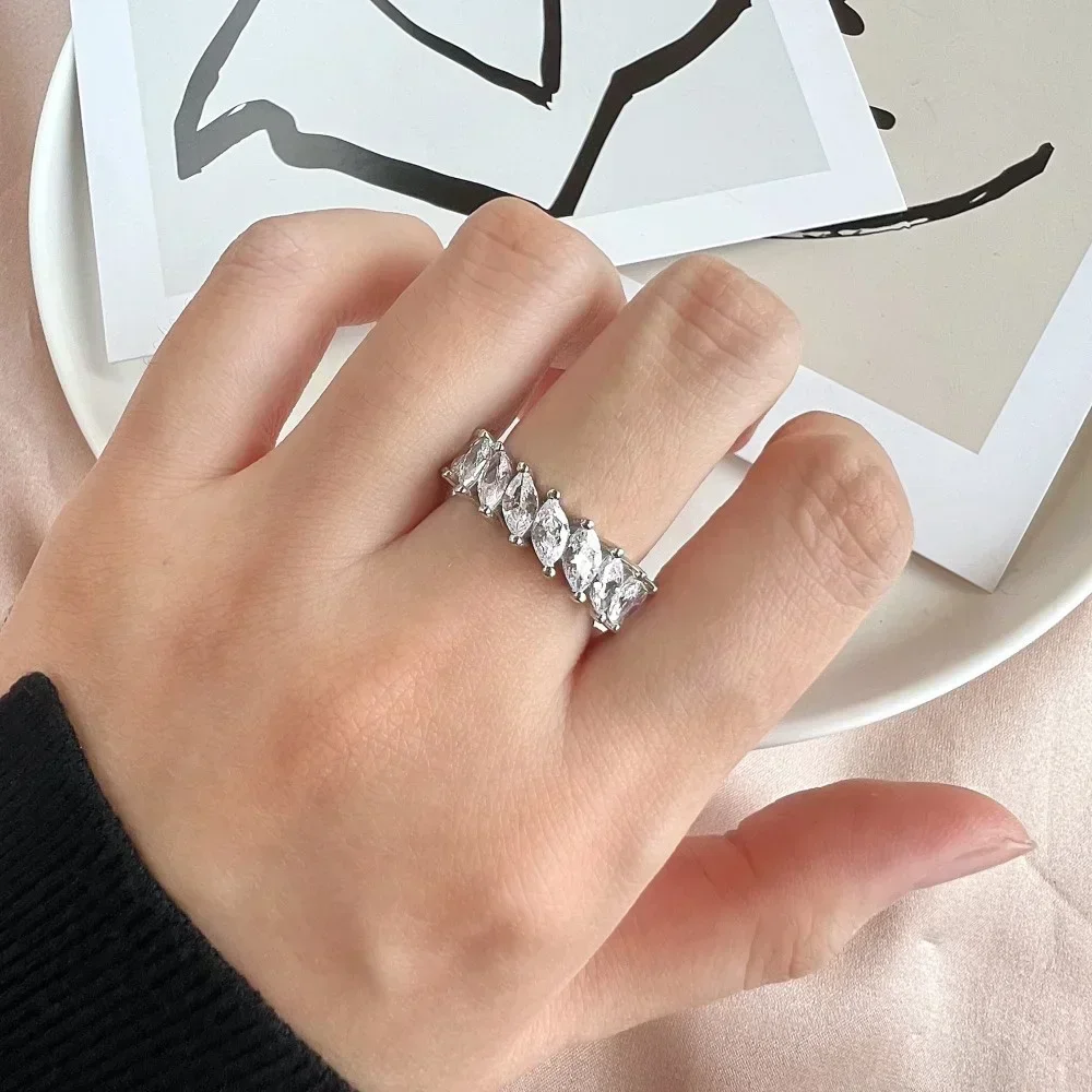 3*6mm Marquise Cut Moissanite Rings for Women Men 925 Sterling Silver Engagement Full Eternity Wedding Band with Certificate