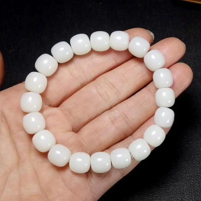 

Real Chinese White Jade Elastic Bracelet Men Women Healing Gemstone Jewelry Natural Hetian Nephrite Lucky Amulet Jades Bracelets