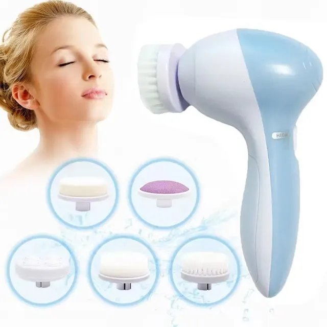 5-in-1 Electric Facial Cleaner Brush for Quick Home Use