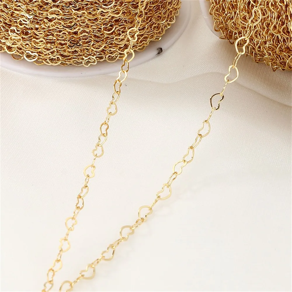 14K Gold Plated Peach Heart Chain Love Chain Diy Handmade Bracelet Necklace Extended Chain Jewelry Materials L015