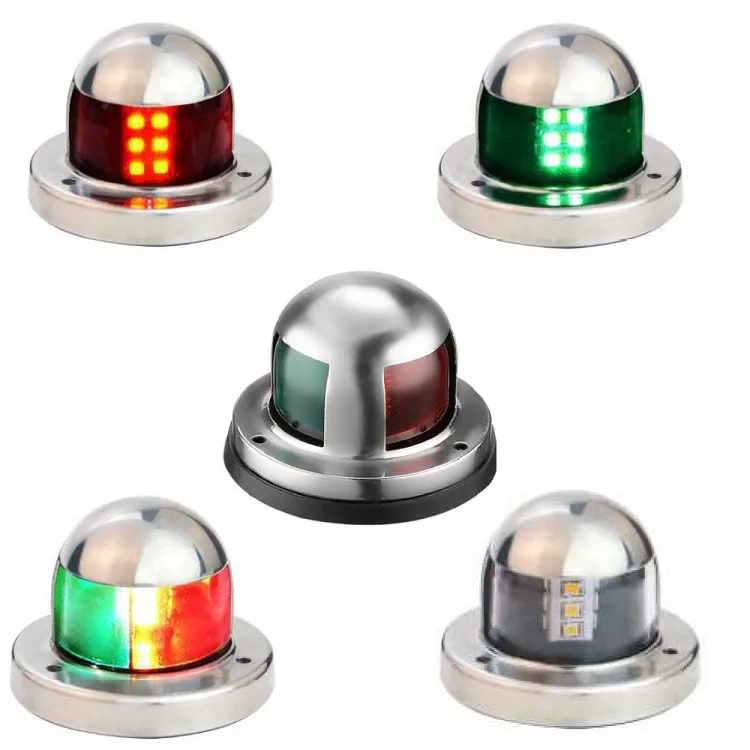 

12V Stainless Steel Marine Boat Light, White, Red Green LED Bow Navigation Lights, Deck Port Side Starboard Sailing Signal Light