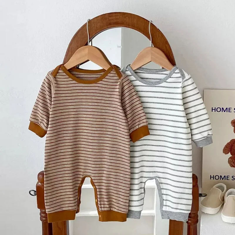 

Spring Baby Girls Boys Romper Striped Long Sleeves Cotton Kids Pullover Jumpsuit Newborn Cute Clothes Baby Outfit Accessories