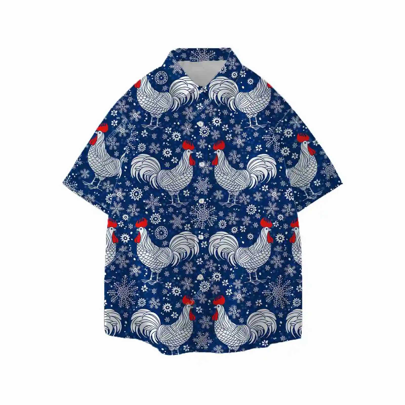 Jumeast Rooster Turkey All Over Print Artwork Men Hawaiian Aloha Shirts Vintage Streetwear Beach Loose Blouse Chicken Clothing