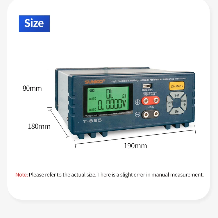 

High Precision Resistance Tester Lithium Battery Voltage Internal Resistance Tester Detector T-685 Industrial Control Products