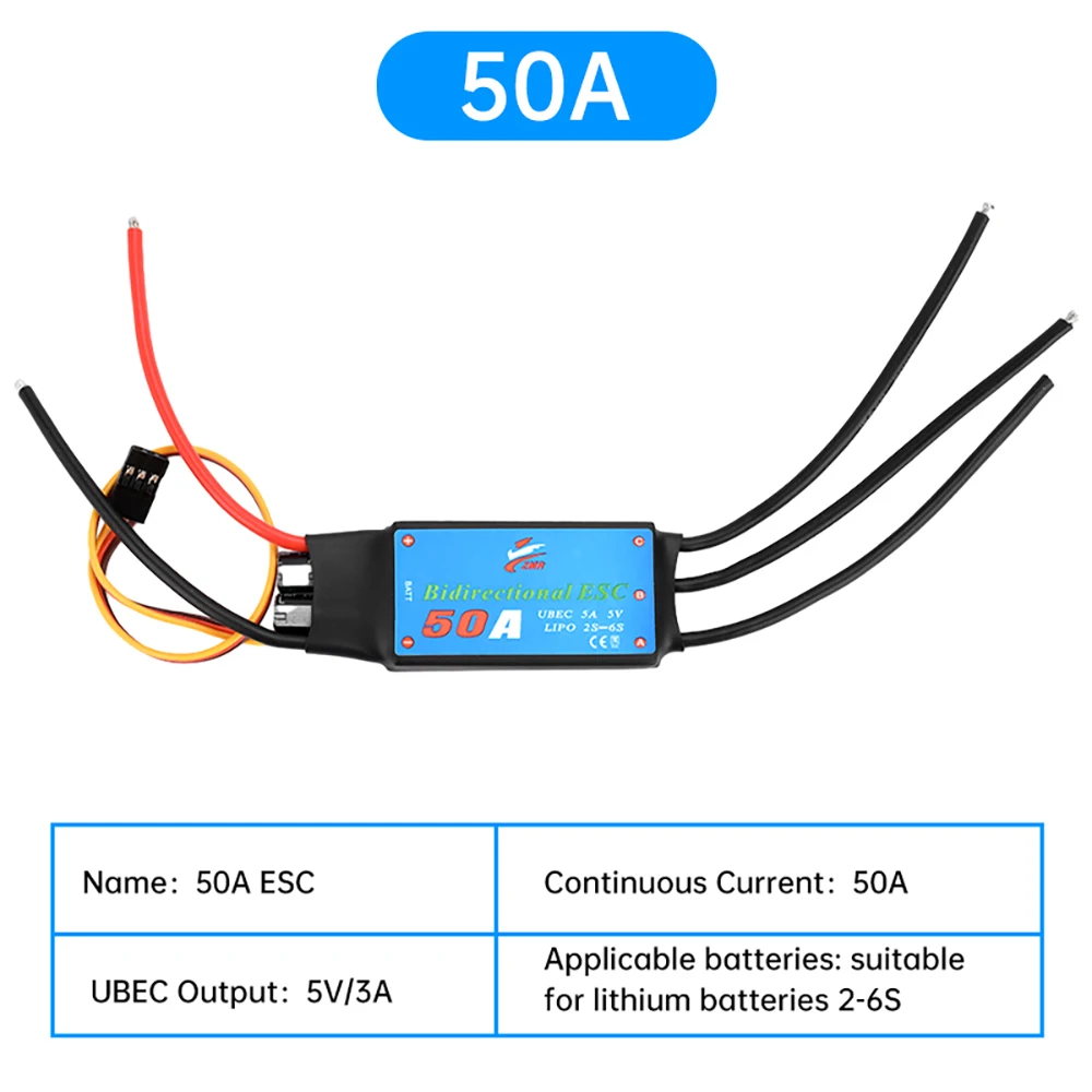 Bidirectional 30A-50A Bidirectional Brushless Motor Controller ESC for Remote Control Car Pneumatic Underwater Propeller