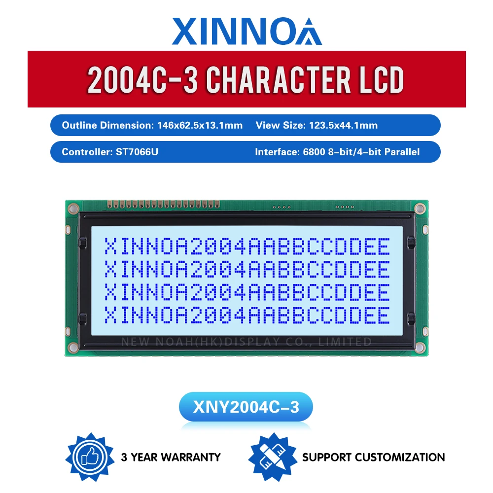 Gray Film Blue Letters 2004C-3 Large Character Dot Matrix Screen 4*20 4X20 4002 146*62.5MM Controller ST7066U LCM LCD Display