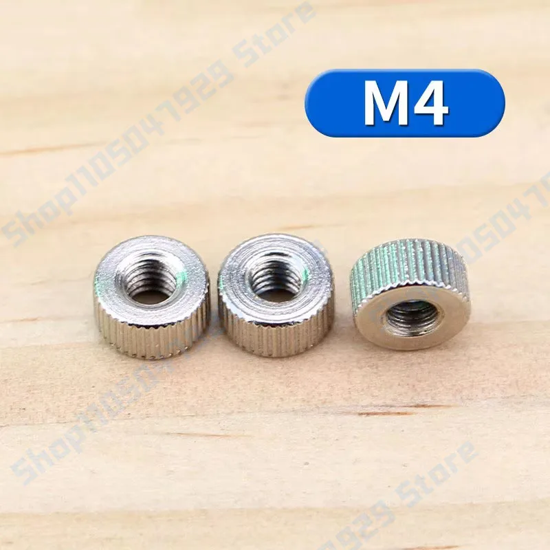 Picture 7: Peijian 10/20/30/50/100pcs M2 M2.5 M3 M4 Carbon Steel Nickel Plated Round Knurled Thumb Thin Nuts Through Hole Nut