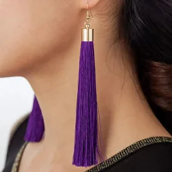 FSUNION 2025 New Fashion Vintage Tassel Earrings Women Brand Jewelry Geometric Gold Color Simple Dangle Drop