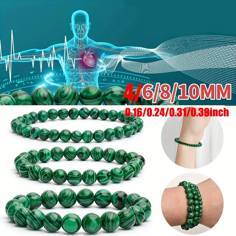 OAIITE Malachite Bracelet for Men Natural Stone Bead bracelet for Women Health Weight Loss Treatment Diabetes Jewelry Gift