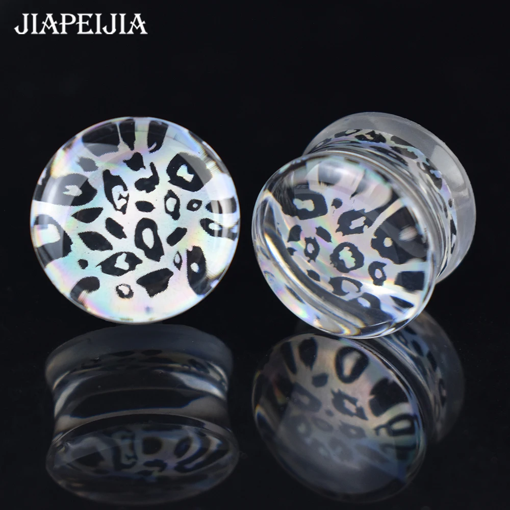 2pcs 6-40mm Sexy Leopard Print Ear Plug Tunnels Gauges Ear Stretcher Expander Body Jewelry for Women Men