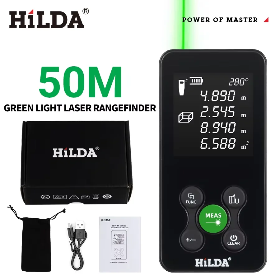HILDA 50/100/120M Laser-Entfernungsmesser Wiederaufladbarer Laser-Distanzmesser Digitales Maßband mit Winkelmessung für Bauarbeiten – Detail 10