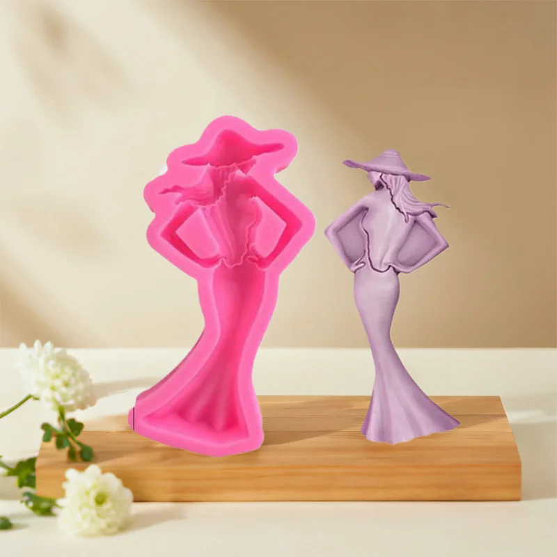 4 Pieces, Goddess Back Silicone Mold Chocolate Flip Sugar Decoration Baking Cake Gypsum Pendant Mold