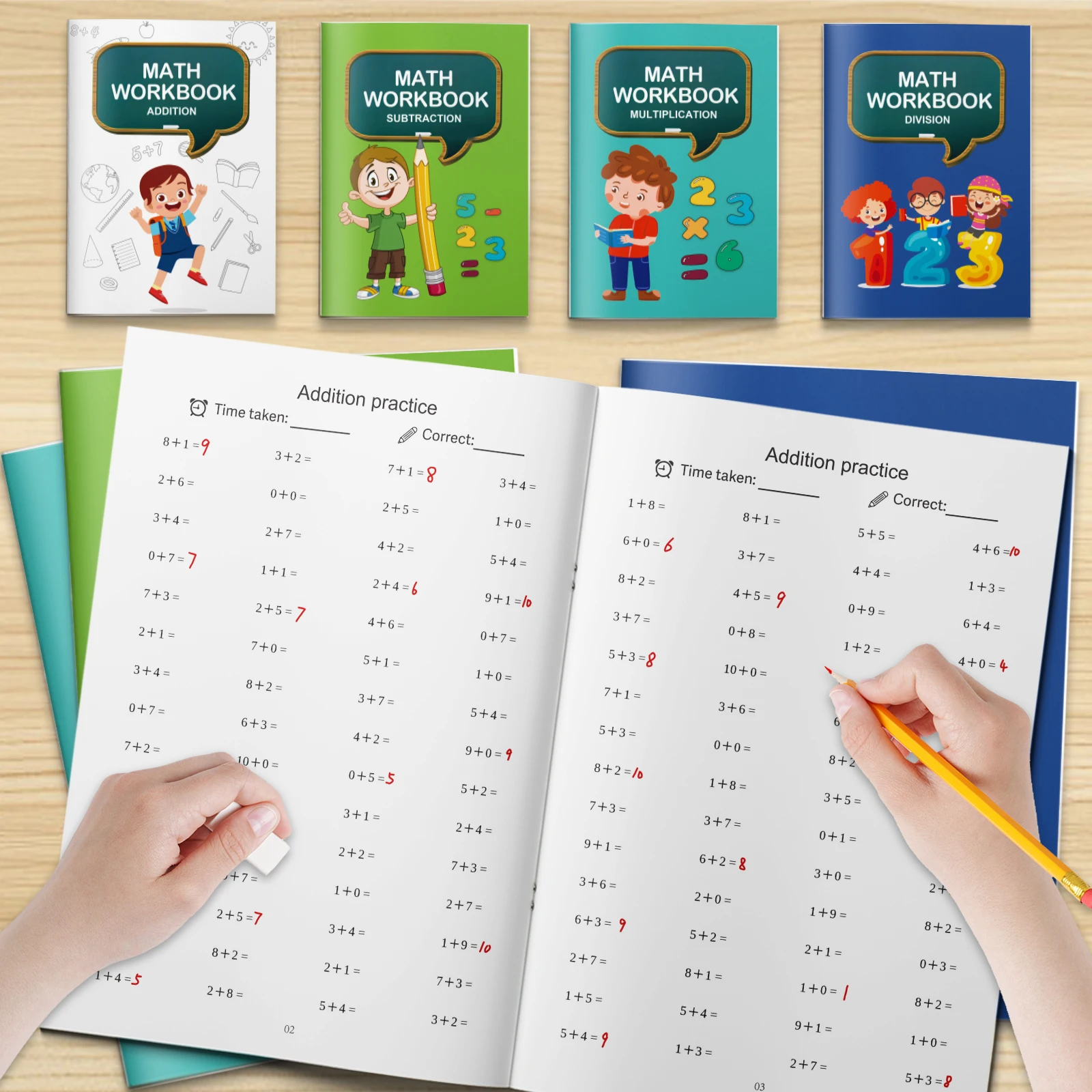 Children Math Drills Workbook, Addition Subtraction Multiplication Division Speed Practice Book, Boost Kids Mental Math Skills