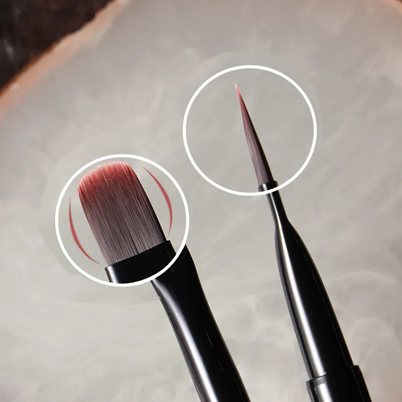 6가지 스타일의 샌달우드 핸들 네일 드로잉 브러쉬, 매니큐어 페인팅 그라데이션 UV 젤 연장 빌더 드로잉 펜