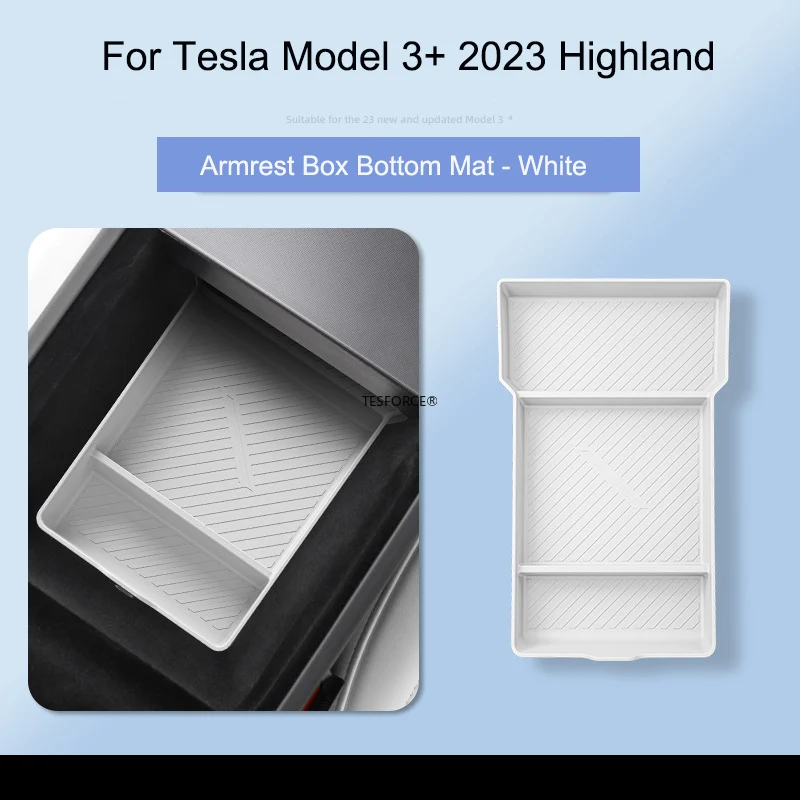 For TESLA Model 3 2023 2024 Highland Wireless Charging Silicone Pad Model3+ Center Control Storage Box Armrest Box Bottom Mat