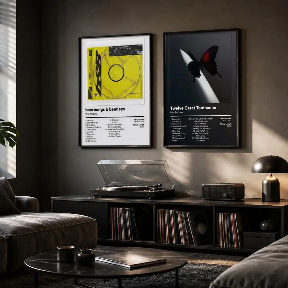 Post M-Malone Rapper Music Painting Calligraphy Canvas Poster Hallway Bedroom Living Room Home Bar Decoration Interior Wall