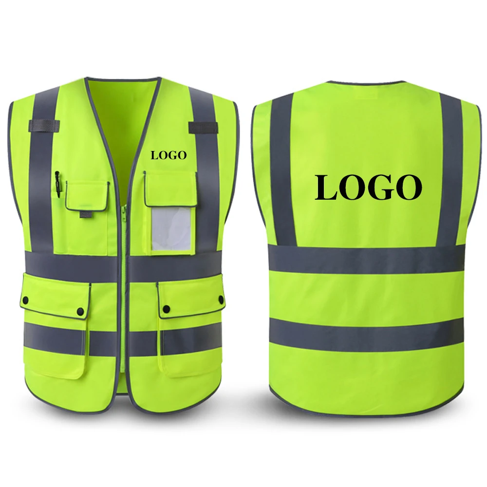 

High Visibility Reflective Safety Vest Men Women Multiple Pockets Construction Work Clothing Safety Jacket Meets ANSI Standards