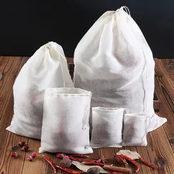 50pcs/Lot Natural Cotton Slag Bags Drawstring Gauze Bag For Dried Flower Soup Medicine Tea Packaging Storage Organizer Sacks