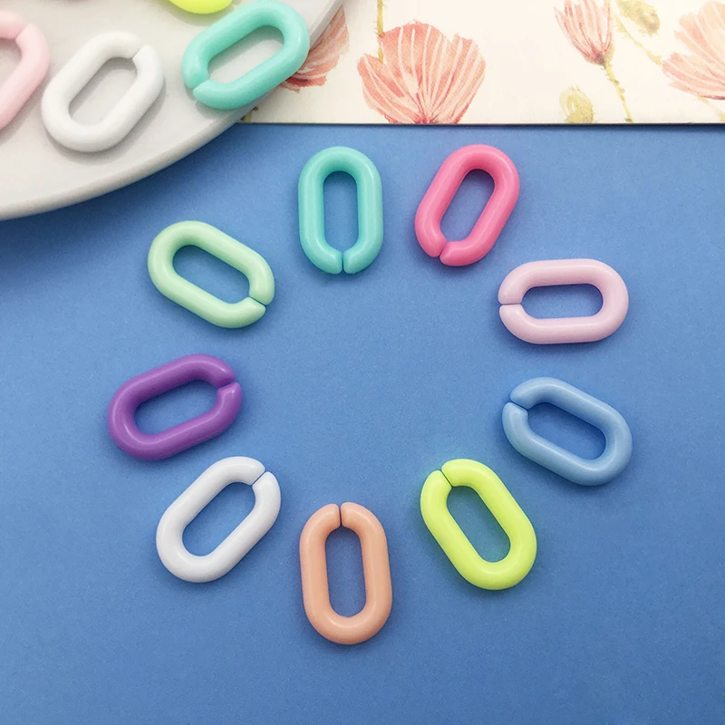 100Pcs Plastic Transparent Mixed Colors Acrylic Twist Oval Open Ring Beads Connector Link Chain For DIY Necklace Bracelet Making