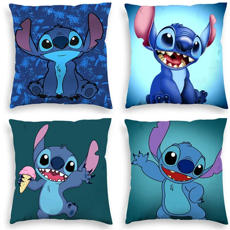 Disney-funda de cojín de Lilo & Stitch para niños, juguetes de peluche, funda de almohada de Anime Kawaii, decoración del hogar, regalos de