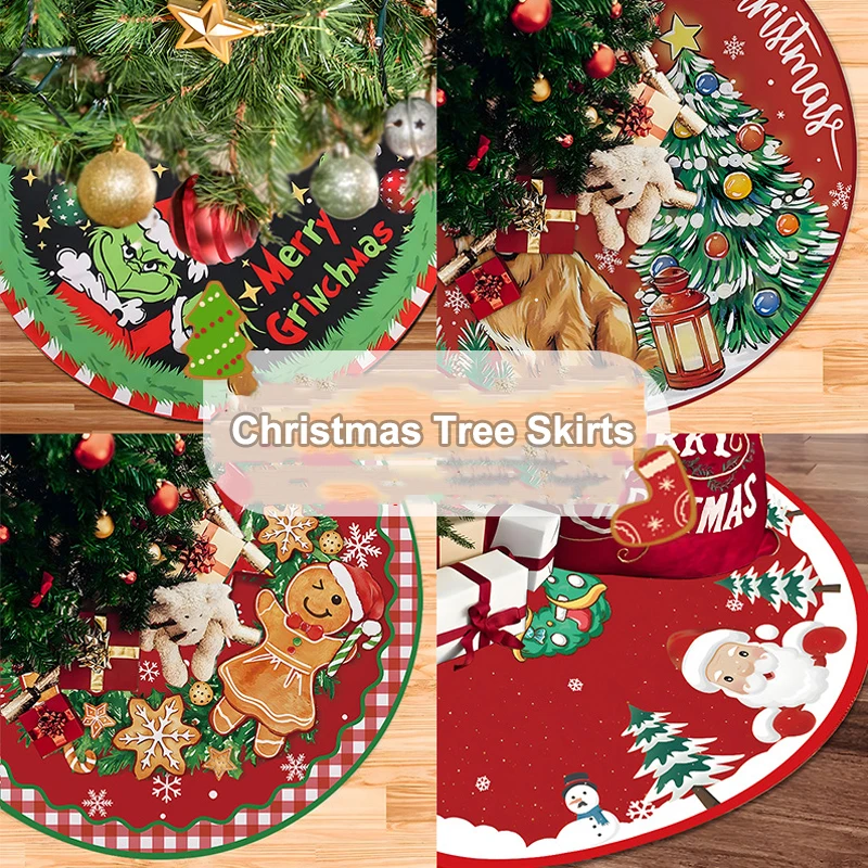 

Christmas Tree Skirt Xmas Tree Ornament, Tree Mat Decor for Merry Christmas Xmas New Year Festive Holiday Party Decorations