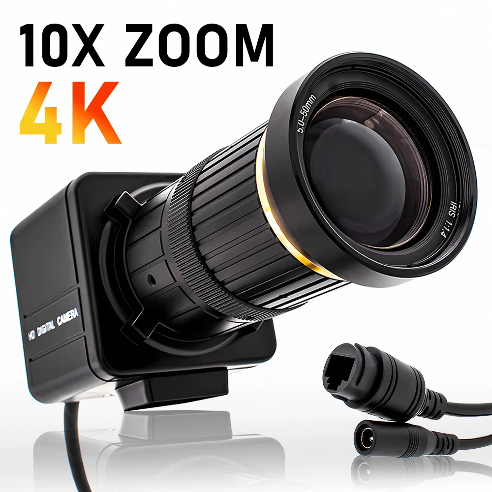 

8MP 4K POE IP Camera 1/2.8" IMX415 CMOS 10X Zoom CCTV Varifocal Onvif H.265 RTSP Industrial Digital Live Stream Security Webcam