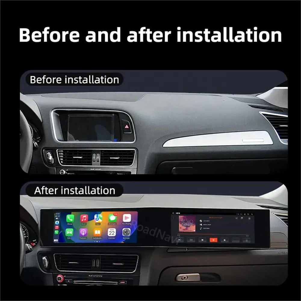 

RELI1 RoadNavi Dual System Screen for Audi Q5 2009-2017 Android Radio with Gps Navigation Carplay Dsp 360
