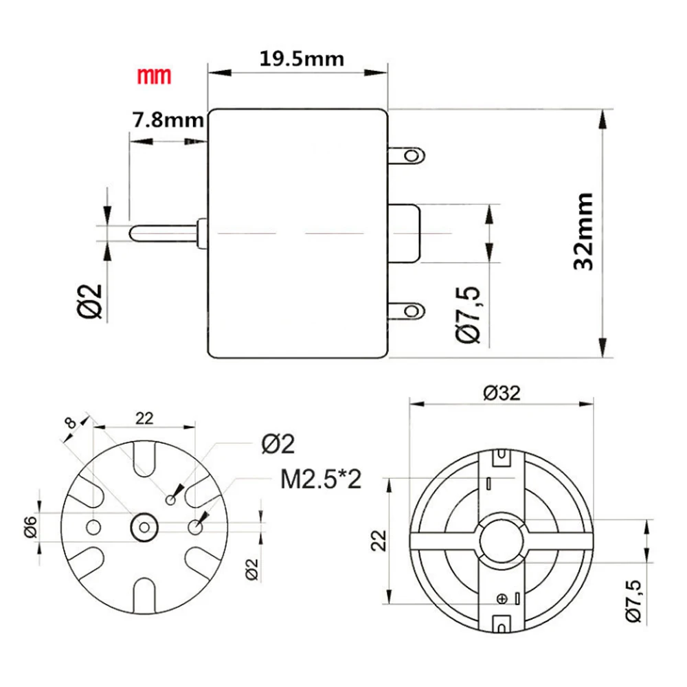 RC500-KN/13500/14440/10600 Carbon Brush Motor DC 6-12V 5500RPM Round Spindle DC Motor For Fragrance Machine Robot Sweeper