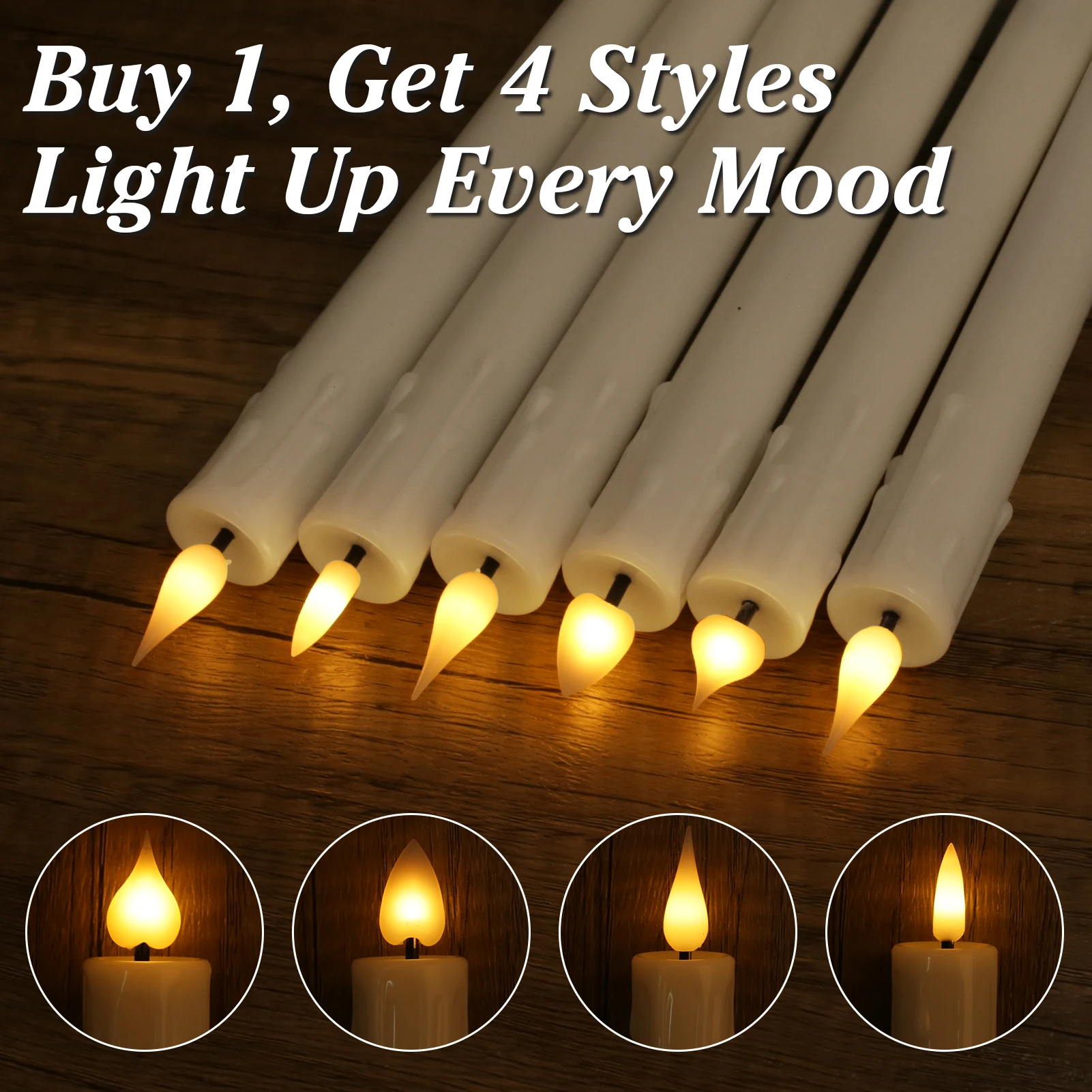 Flameless Taper Candles with Remote Flickering Battery Operated Candles 9.6